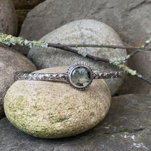 Load image into Gallery viewer, Sterling silver and Prehnite stacking bangle
