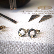 Load image into Gallery viewer, Solid sterling silver and gold polo stud earrings
