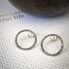 Load image into Gallery viewer, Solid sterling silver and gold circle stud earrings
