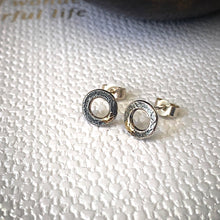 Load image into Gallery viewer, Solid sterling silver and gold polo stud earrings
