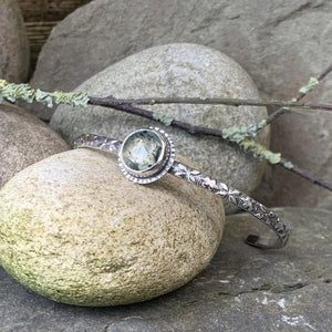 Sterling silver and Prehnite stacking bangle