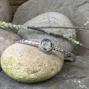 Sterling silver and Prehnite stacking bangle