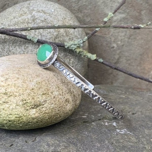 Sterling silver and Chrysoprase stacking bangle