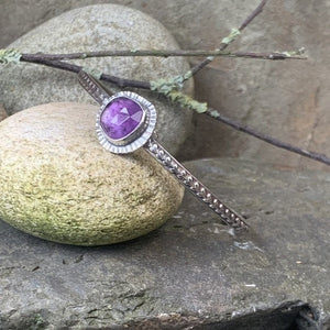Sterling silver and Amethyst stacking bangle