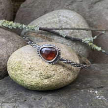 Load image into Gallery viewer, Sterling silver and Rhodolite Garnet stacking bangle
