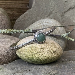 Sterling silver and Green Aventurine stacking bangle