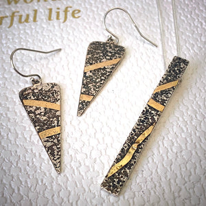 Solid sterling silver and gold earrings