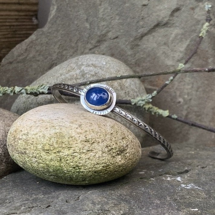 Sterling silver and Blue Onyx stacking bangle