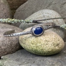 Load image into Gallery viewer, Sterling silver and Blue Onyx stacking bangle

