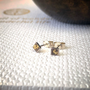 Solid sterling silver and gold tiny stud earrings