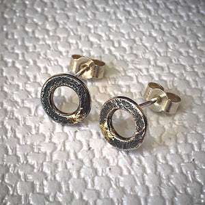 Solid sterling silver and gold polo stud earrings