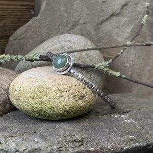 Sterling silver and Green Aventurine stacking bangle