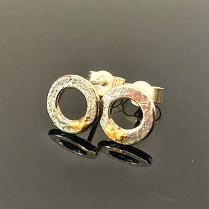 Solid sterling silver and gold polo stud earrings