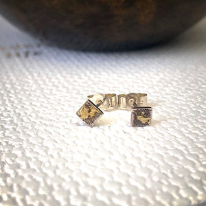 Solid sterling silver and gold tiny stud earrings